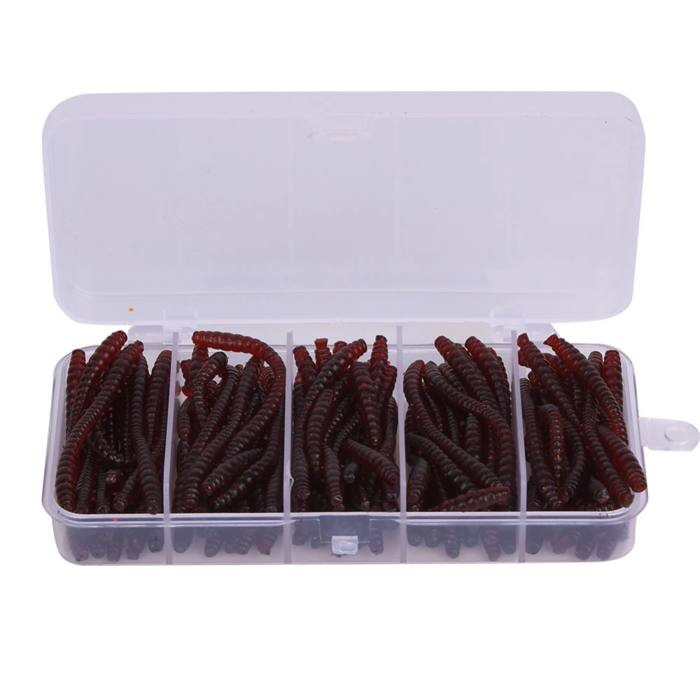 100 pcs 6cm Silicone Artificial Worm Earthworm Soft Fishing Lures Bait Fish Tackle Accessories Kit