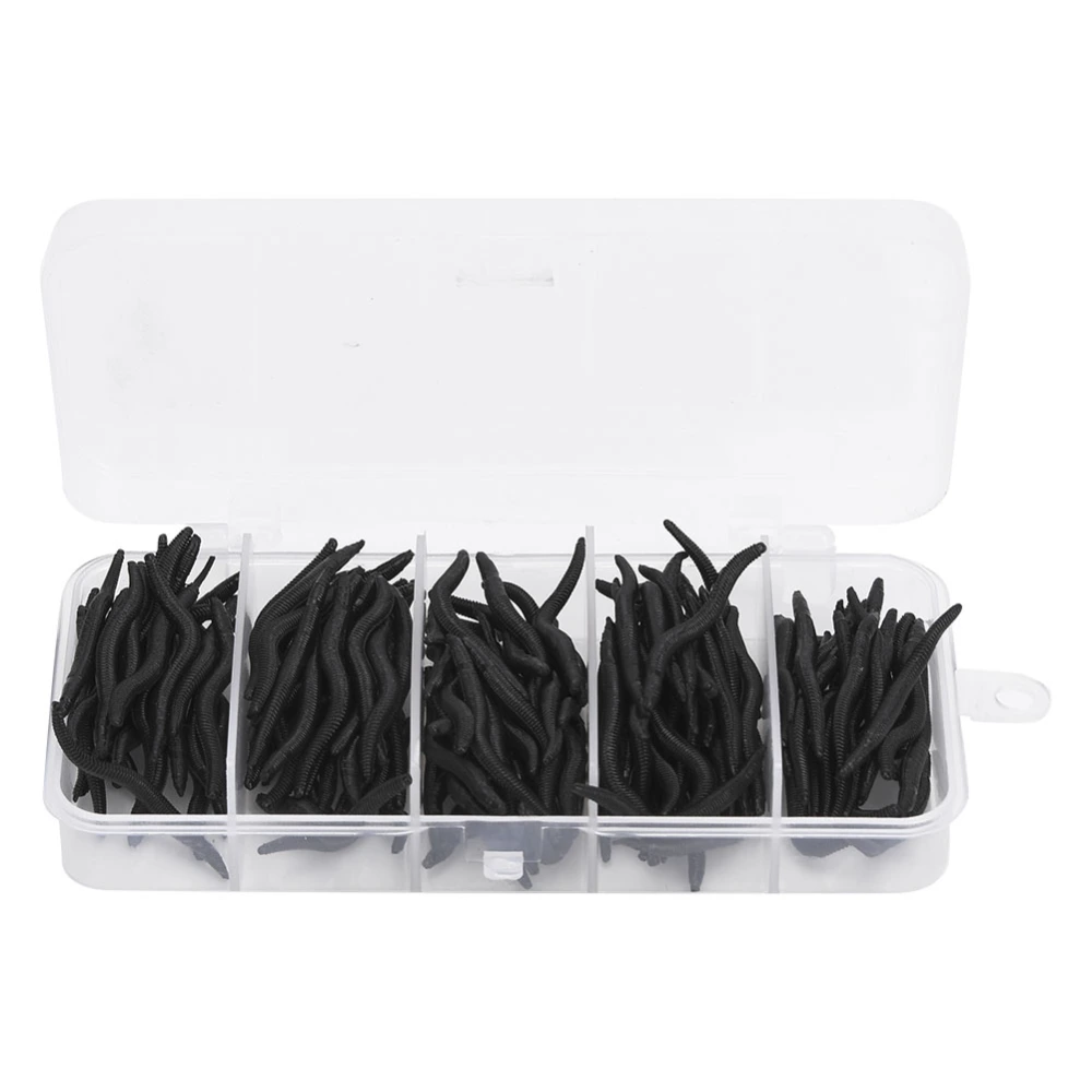 150 pcs 4cm Silicone Black Artificial Worm Earthworm Soft Fishing Lures Bait Fish Tackle Accessories Kit