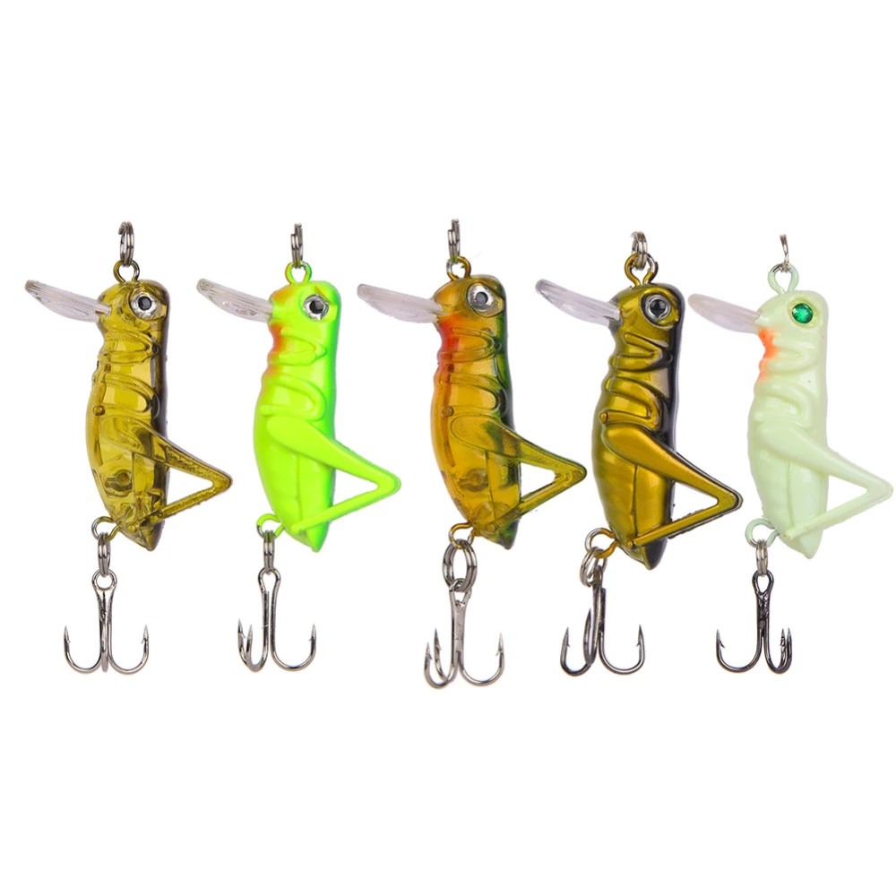 5 pcs Grasshopper Shape Artificial Fishing Lure Bait Fishing Tackle Sinking with Hook for Freshwater