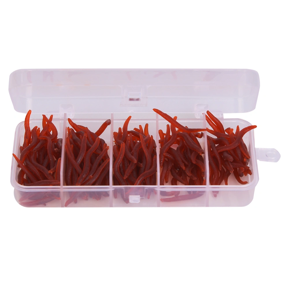 T0043 150PCS Silicone 4cm Multicolor Worm Soft Fishing Lures Lifelike Grub Baits Fish Tackle AccessoryRed