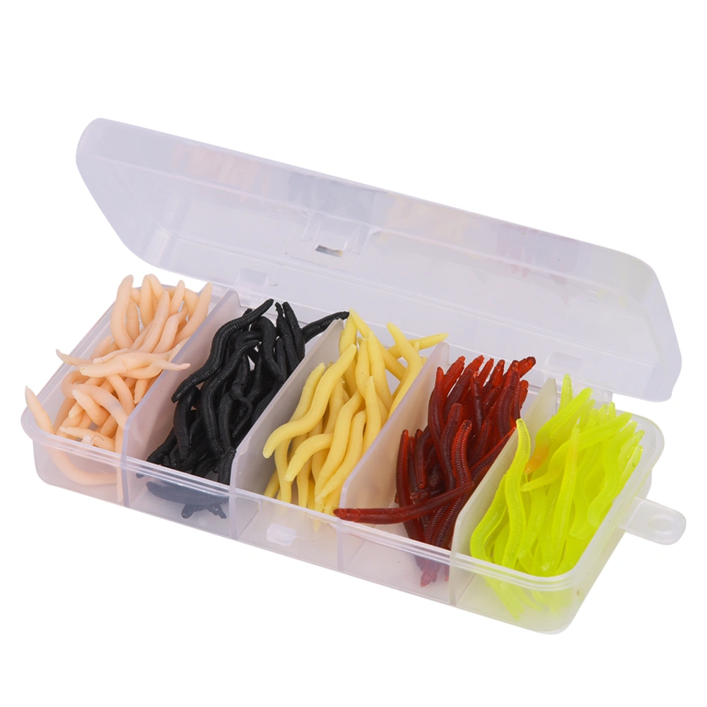 T0043 150PCS Silicone 4cm Multicolor Worm Soft Fishing Lures Lifelike Grub Baits Fish Tackle AccessoryFive Colours Mixed