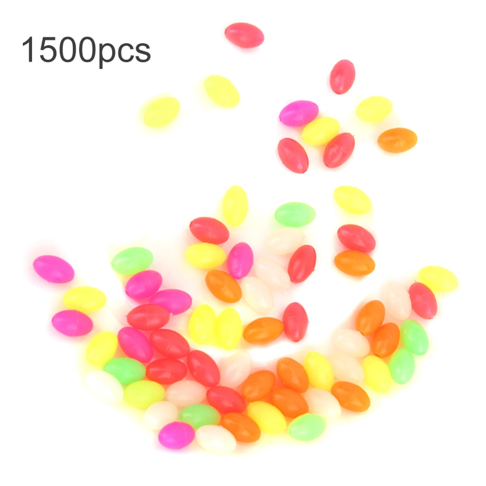 1500Pcs Plastic Fishing Bead Set Oval Shaped Fish Lures Tackle Tools Three Sizes Five Colors