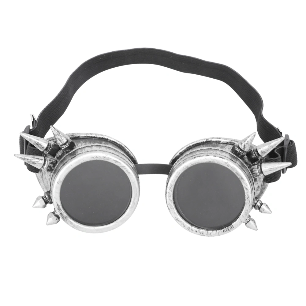 ABS Industrial Vintage Spiked Steampunk Unique Goggles Cycling Glasses Double Layer Windproof SunglassesAntique Silver