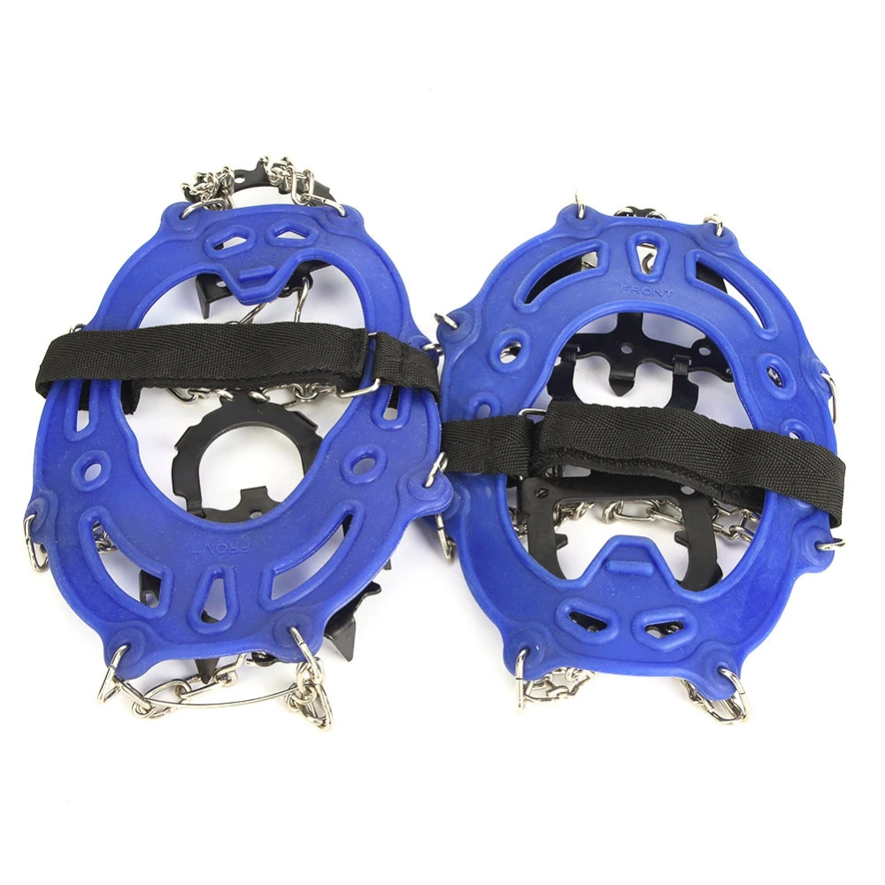 1 Pair Universal 14 Teeth Anti Slip Ice Cleat Shoe Grips Spikes Cleats Crampons for Hiking Climbingblue