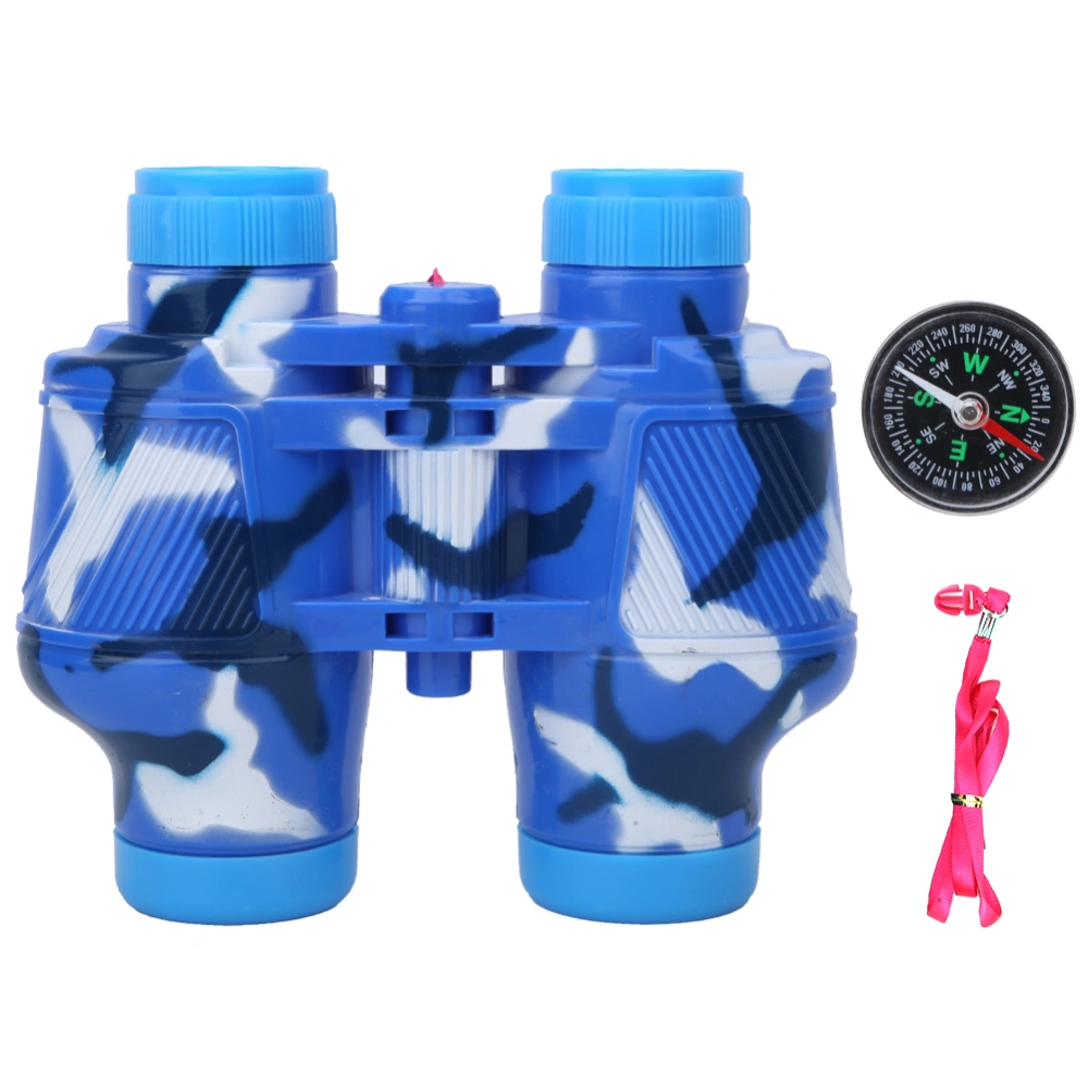 Toy Military Telescope Compass Set Plastic Binoculars Outdoor Toys for Children(Blue )