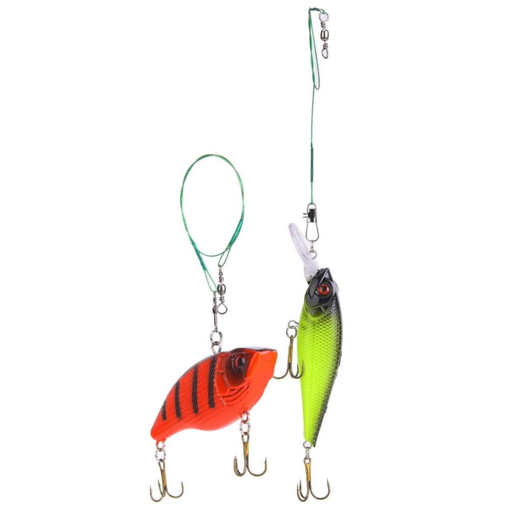 2Pcs Hard Bait Fish Lure with Treble Hook Fishing Tackle Lifelike Swimming Posture