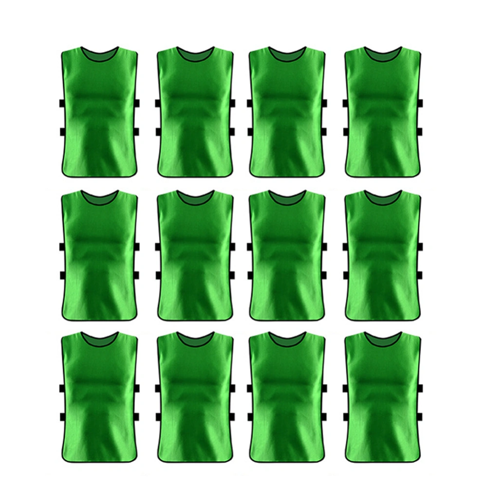 12 pcs Outdoor Sports Vests Scrimmage Soccer Football Training Breathable Adults Jerseygreen adult