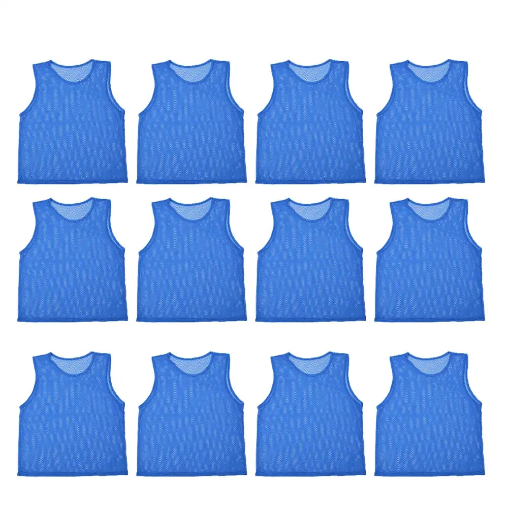 12 pcs Outdoor Sports Vests Scrimmage Soccer Football Training Breathable Adults Jerseydark blue