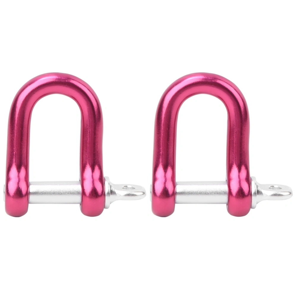 2PCS Aluminium Magnesium Alloy D-type Shackle Bow U-type Lifting Ring Buckle(Red 8mm)