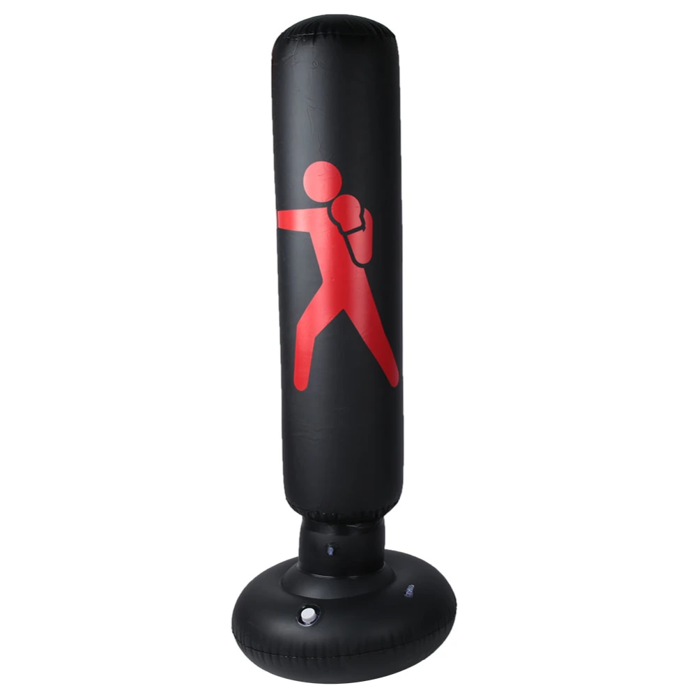 PVC 160cm Fitness Hit Sandbag Adults Children Inflatable Column Tumbler Punching Bag(black)