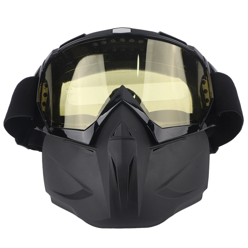 Outdoor Windproof Anti Fog Motorcycle Helmet Goggles Face Mask Racing Glasses (Yellow Lens)