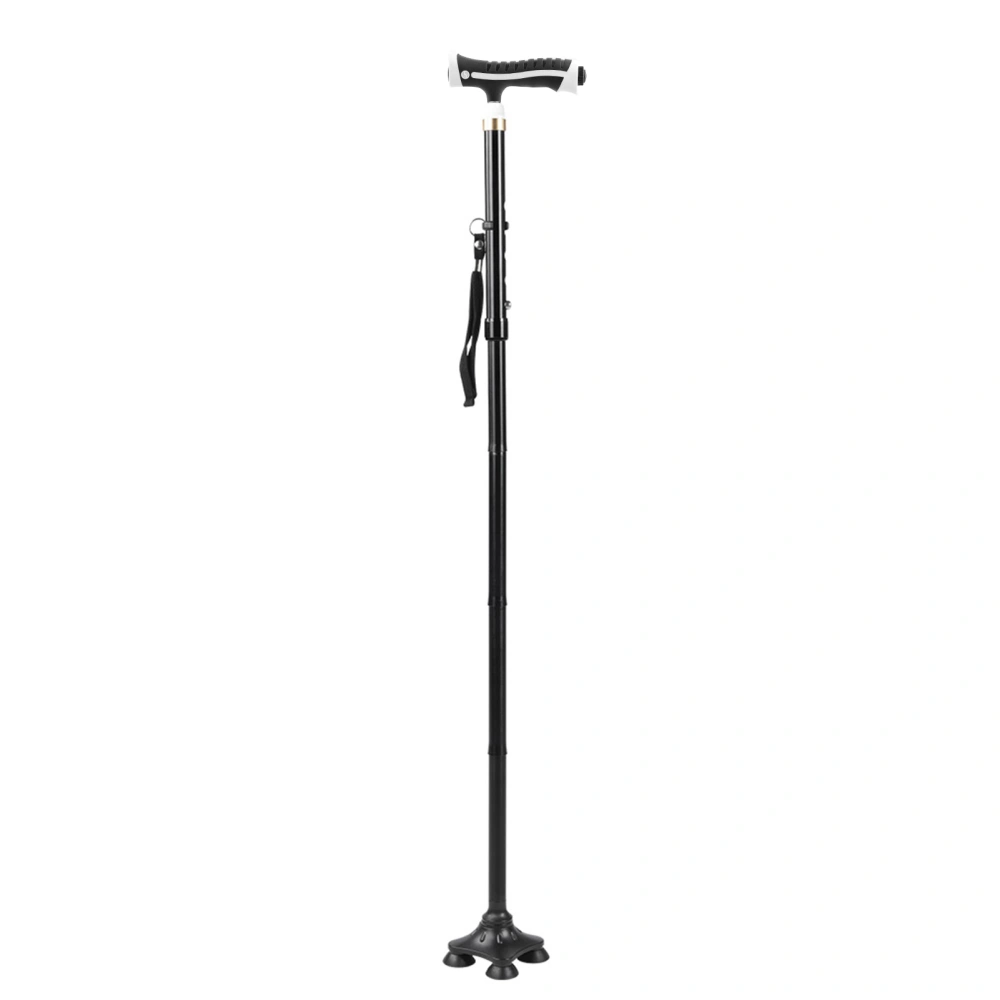 LED Light Aluminum Alloy Foldable Anti slip Elderly Crutches Handle Cane Walking Stick