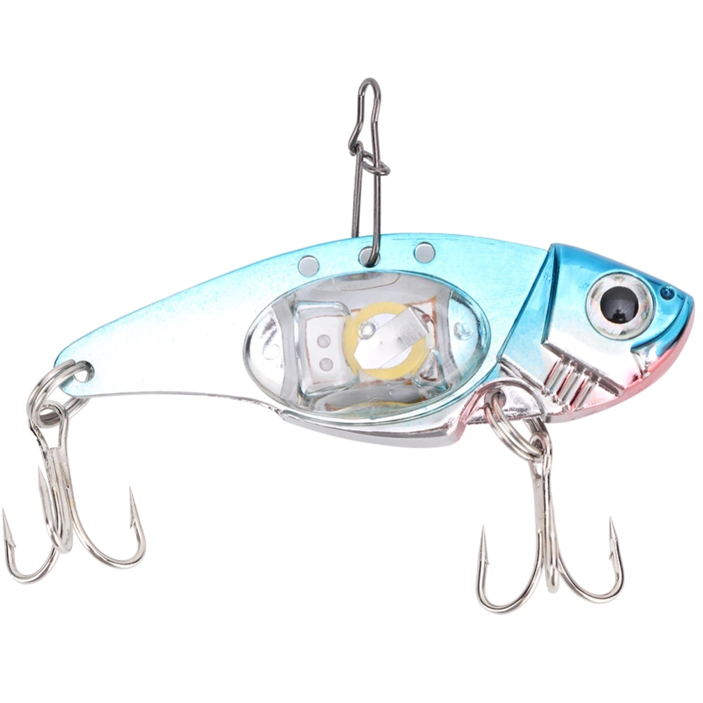 Underwater LED Light Metal Hard Lure 3D Fish Fishing Artificial Bait Treble Hook(blue)