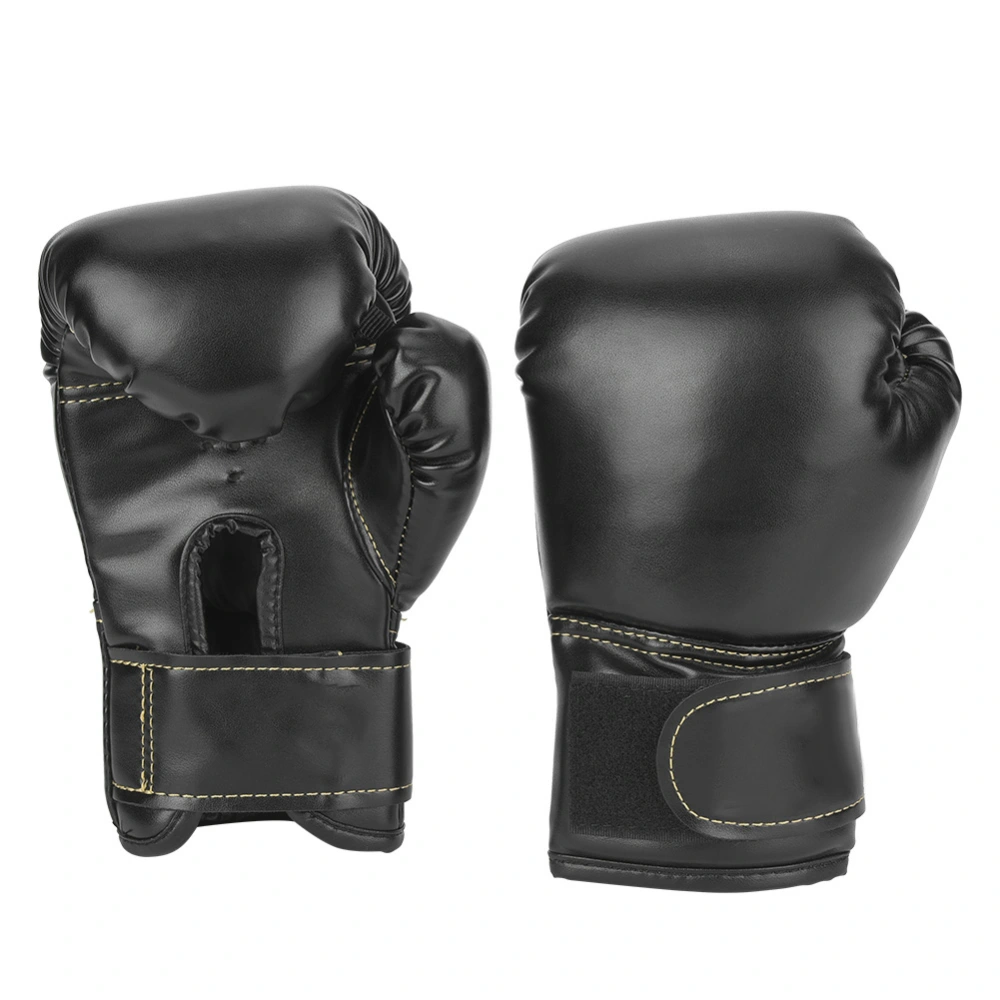 One Pair PU Leather Children Boxing Gloves Kids Sandbag Punching Sparring Training Mitts(Black)