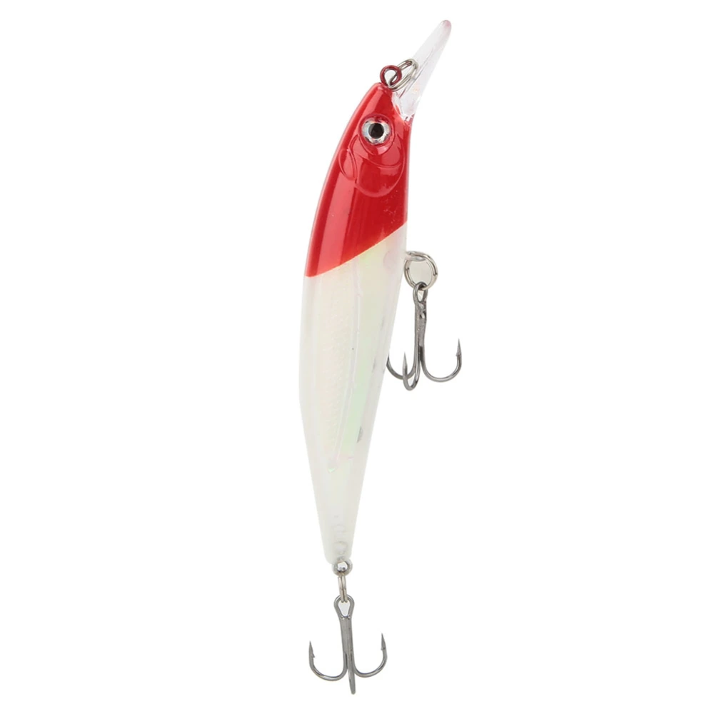 PVC Luminous Fishing Lures Floating Hard Baits Treble Hook Fish Tackle Accessory(Red Head)