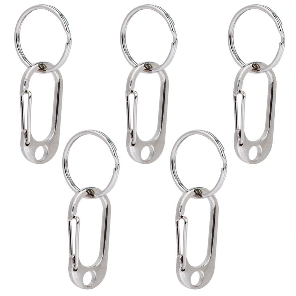 Quality 5Pcs Outdoor Zinc Alloy Carabiners with Keychain Quick Release Buckle Equipment(silver)