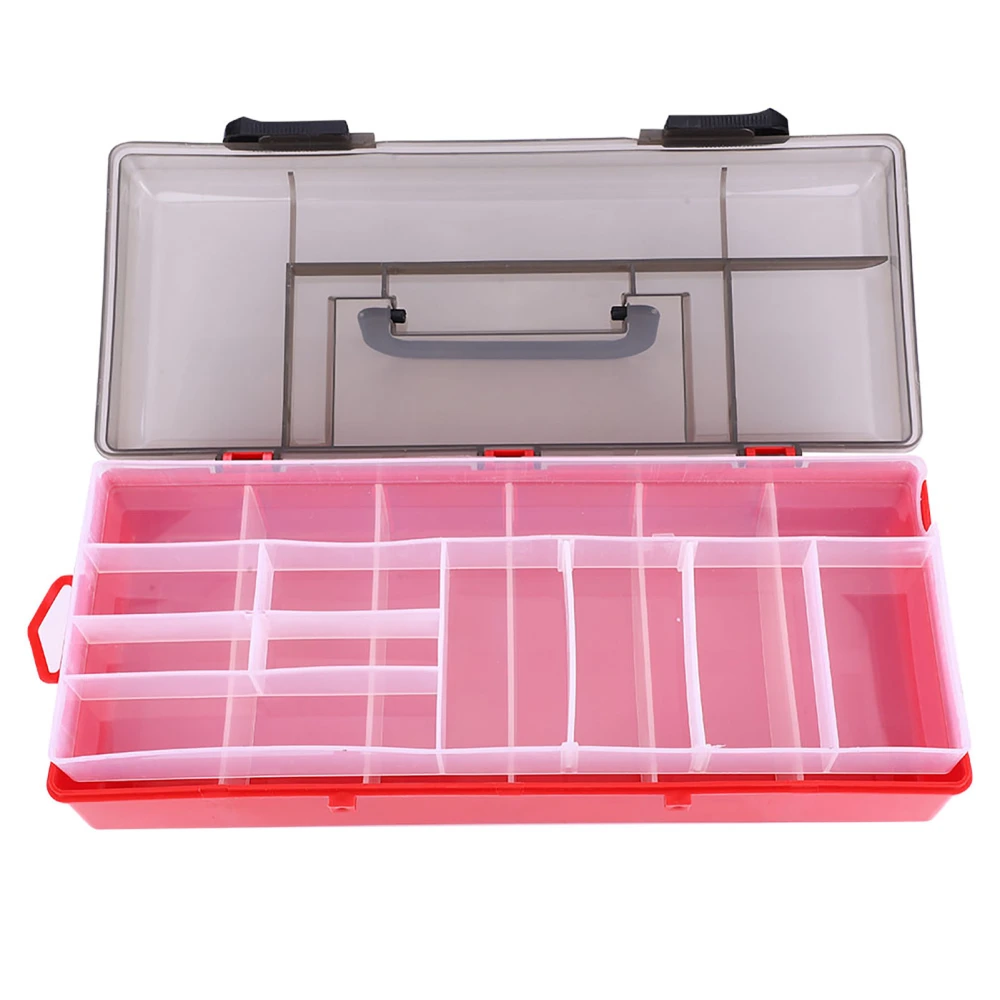 Plastic Portable Folding Fishing Lures Line Hook Tackle Storage Box Fish Accessory(Black Red)