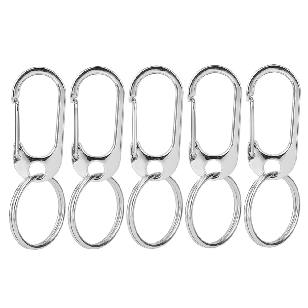 5pcs Zink Alloy Mountaineering Buckle Climbing Buckle Carabiner Hook with Key Chain (Silver)