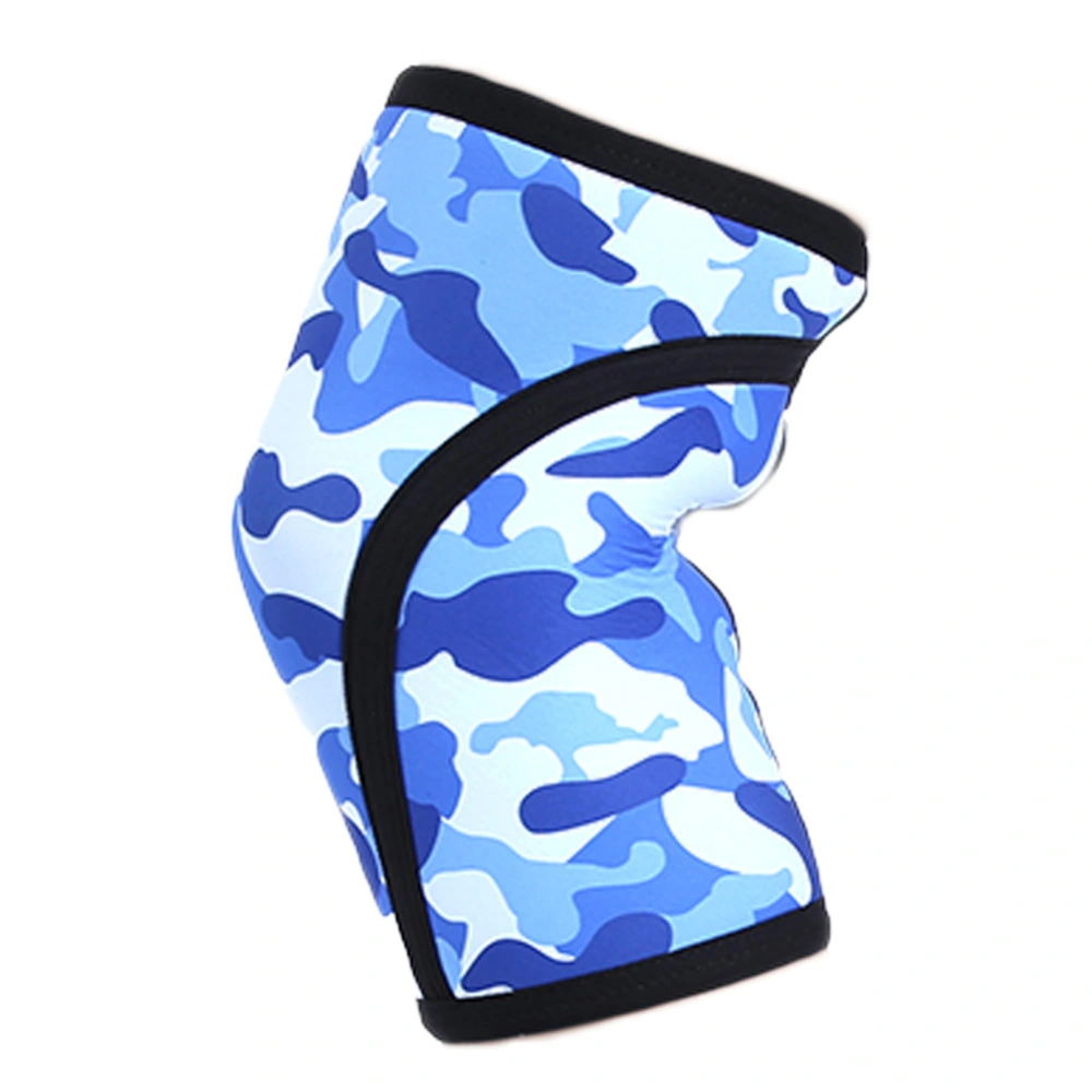 7MM Outdoors Sport Weightlifting Anticollision Knee Pad Camouflage Leg Protector(blue XL)