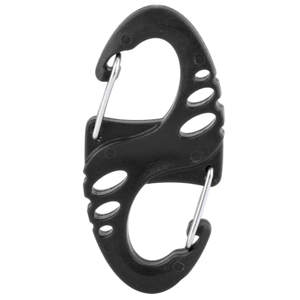 Outdoor Camping Climbing Survival 8 Shape Carabiner Buckle Keychain Hiking Key Ring(Black L)