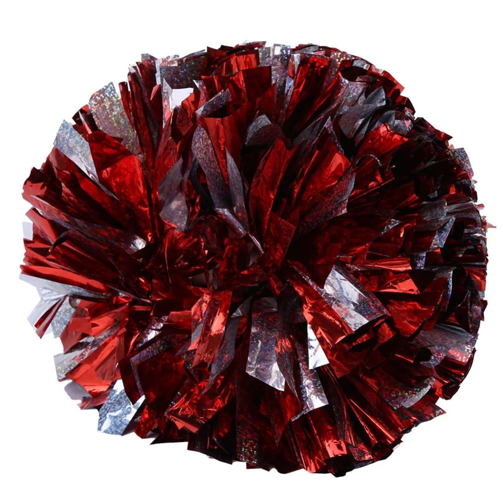 Cheerleadering Pom Poms Pompoms for Dance Party School Sports Competition (Silver+Red)