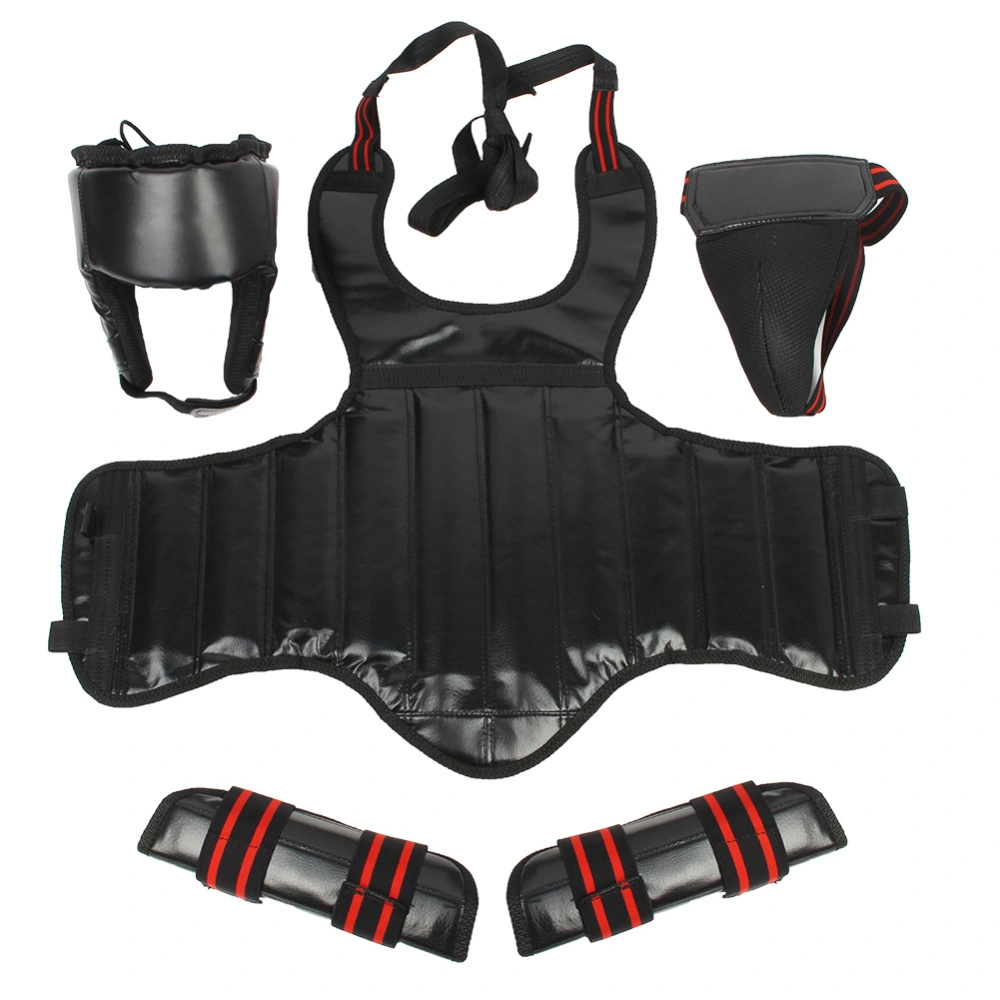 4PCS/Set Universal Outdoor Boxing Combat Protective Gear Head Body Groin Leg Guard(Black L)