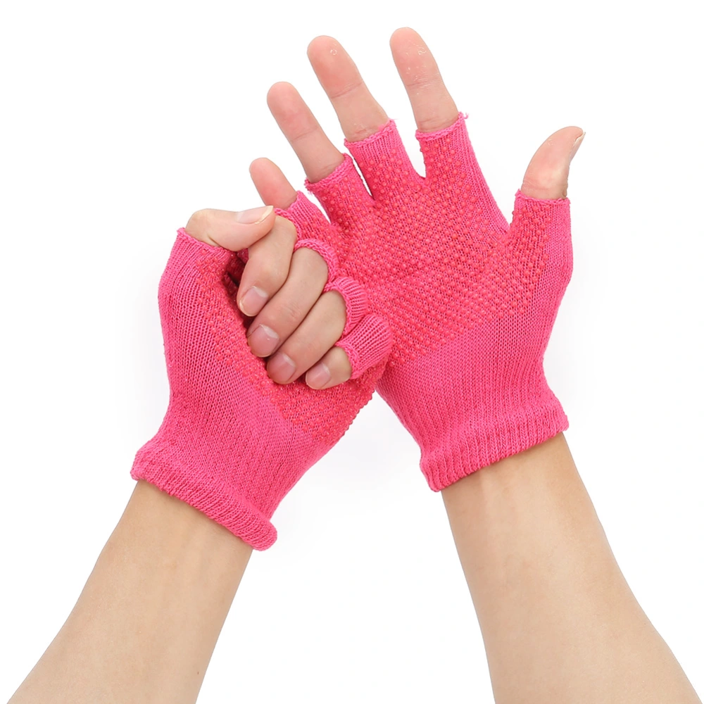 1 Pair Women Half Finger Breathable Sports Half Finger Gloves for Gym Yoga Fitness(pink)