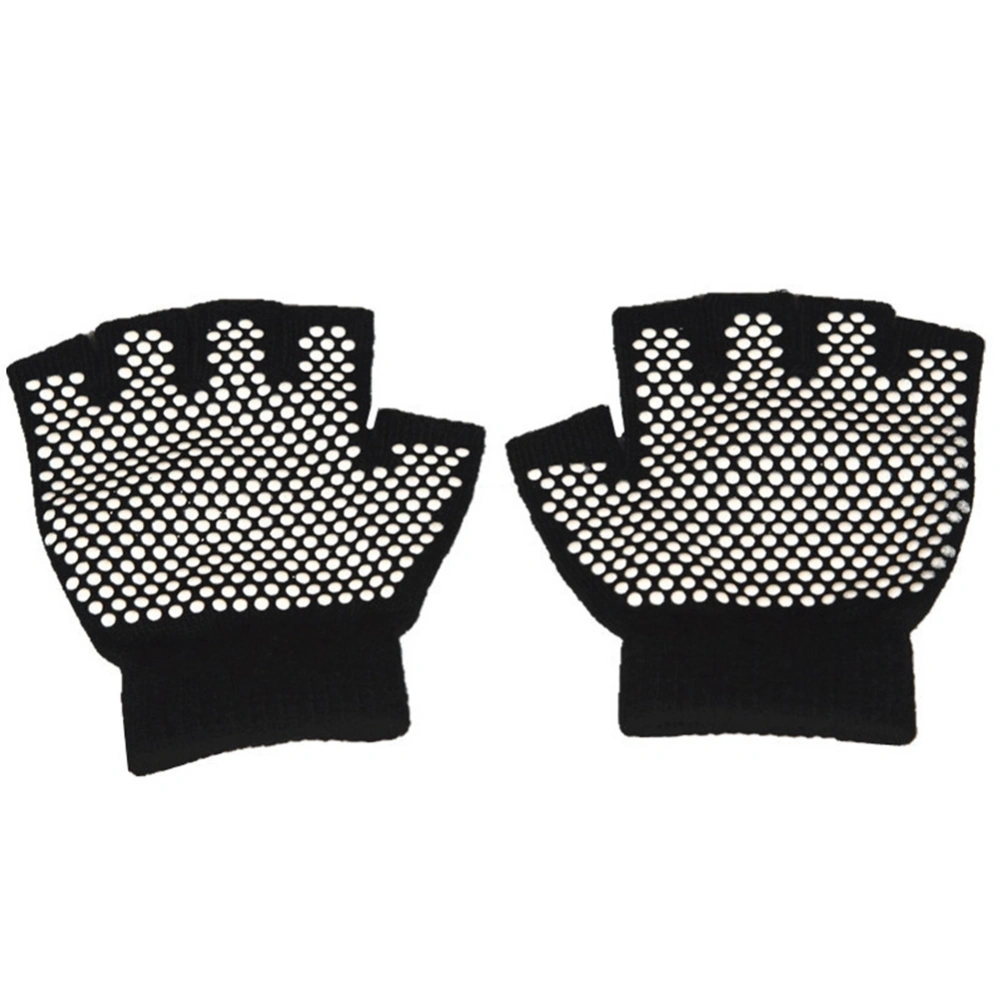 1 Pair Women Half Finger Breathable Sports Half Finger Gloves for Gym Yoga Fitness(black)