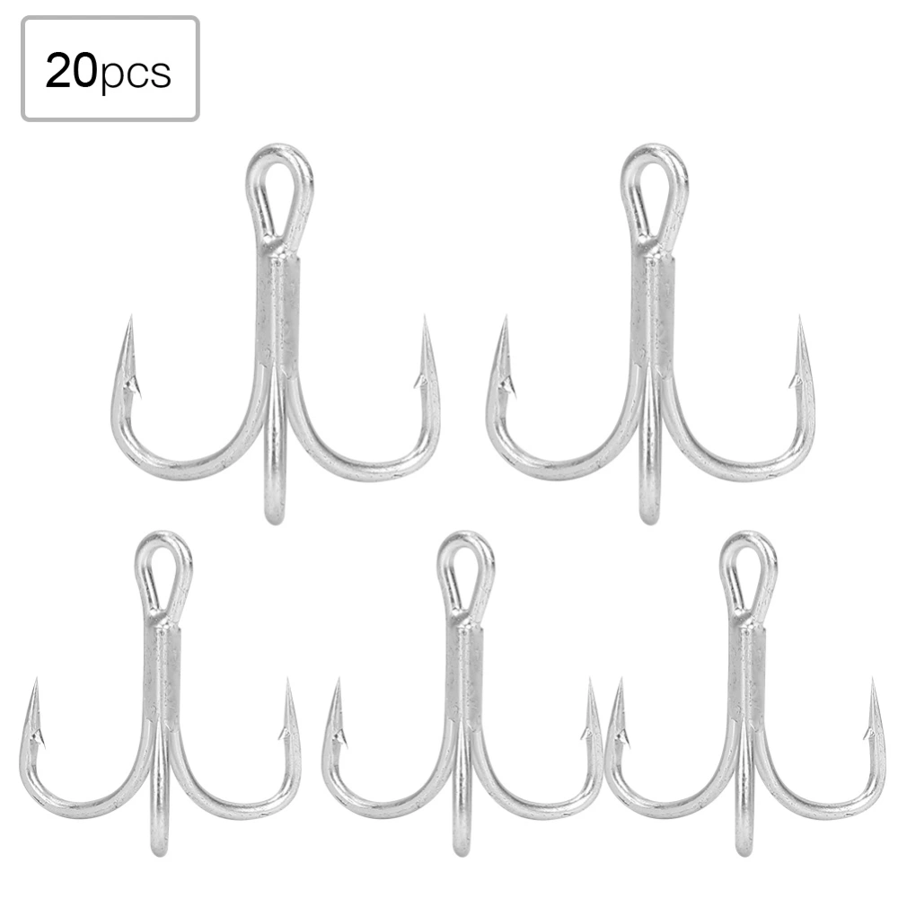 Fishing Hook Sharpened Barbed High Strength Metal Treble Hooks Fishhook (20pcs*6#)