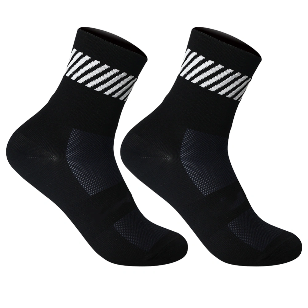 Unisex Elastic Breathable Sports Socks for Outdoor Activity Riding Running Soccer (Black L)