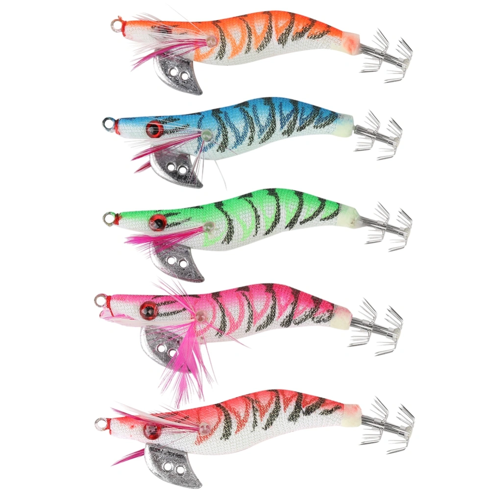 5 Pcs Mixed Color Artificial Luminous Shrimp Fishing Lures Hook Plastic Fishing Bait