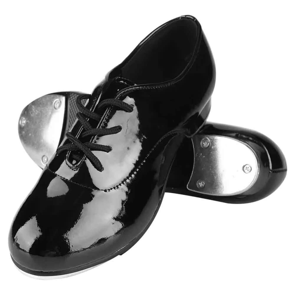 Fashion Boy Tap Dance Step Dance PU Leather Shoes Dance Shoes (Black 34)