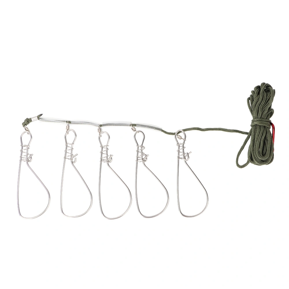 Stainless Steel Heavy Duty Fishing Catch Stringer with 5 Lock Snaps Ropes Float