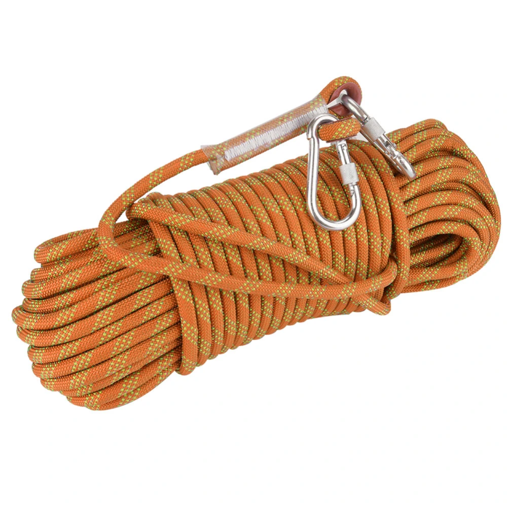 30m Outdoor Rock Climbing Escape Rope 12mm Diameter Safety Survival Cord(orange)