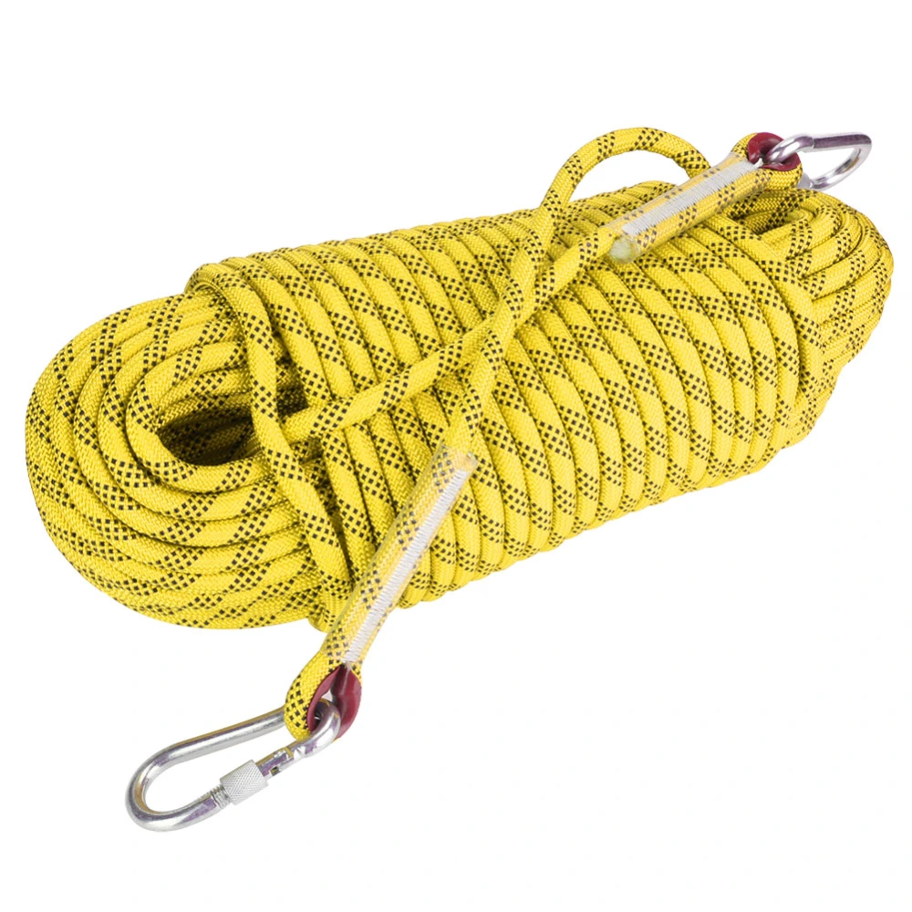 30m Outdoor Rock Climbing Escape Rope 12mm Diameter Safety Survival Cord(yellow)