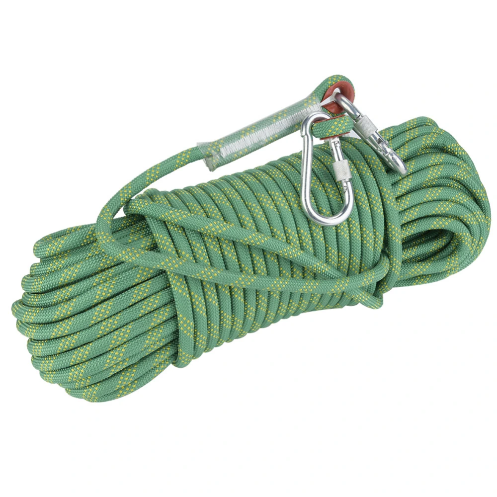 30m Outdoor Rock Climbing Escape Rope 12mm Diameter Safety Survival Cord(green)