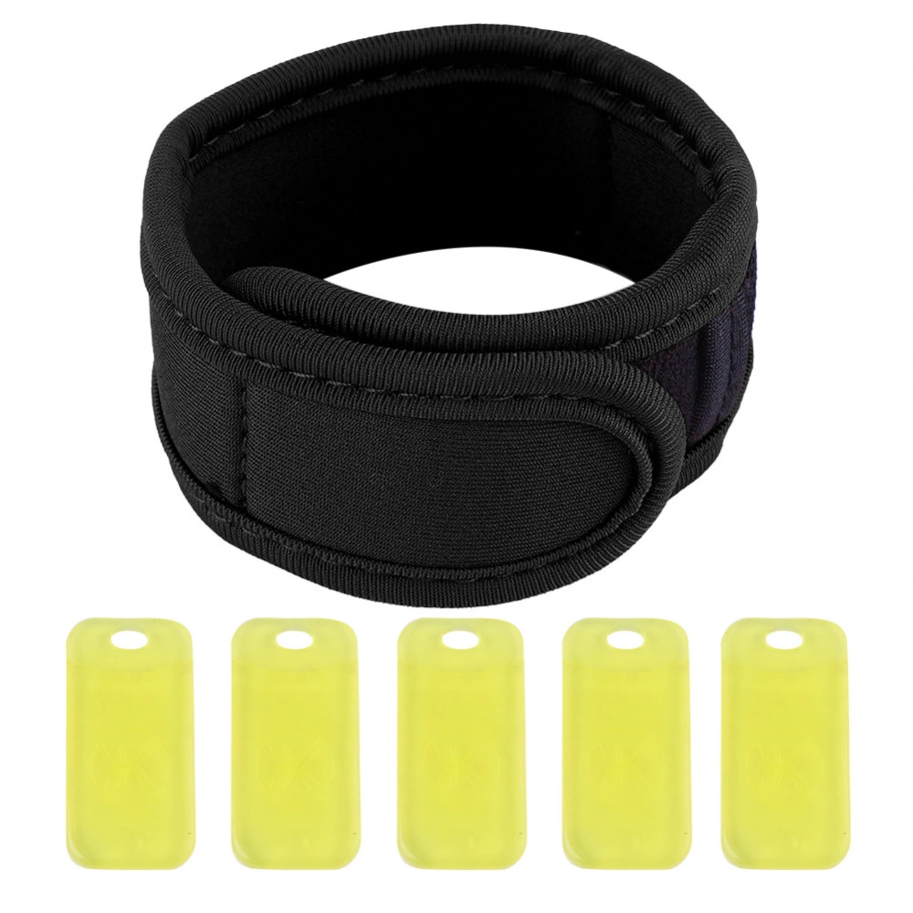 Outdoor Summer Anti Mosquito Bracelet with Refills Bug Pests Repellent Adjustable Band(Black)