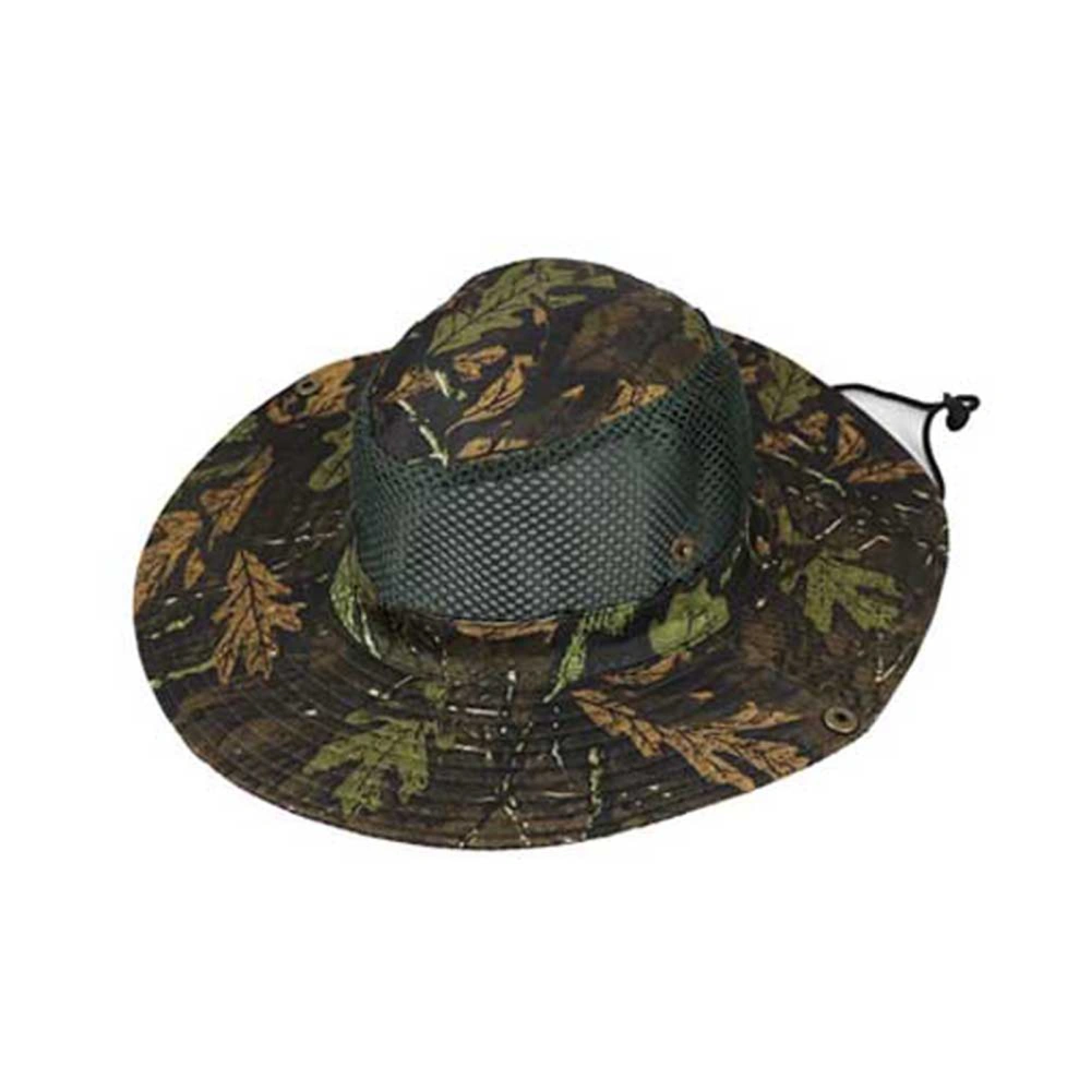 Boonie Hat Mesh Leaves Pattern Camouflage Breathable Fishing Cap