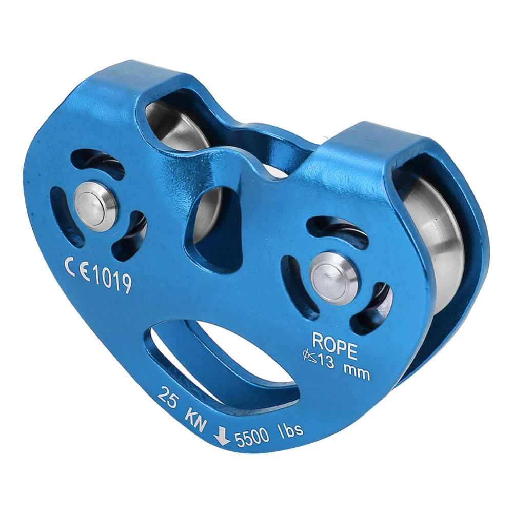 25KN Aluminium Alloy Heavy Duty Single Swivel Rope Pulley Block Climbing (blue)