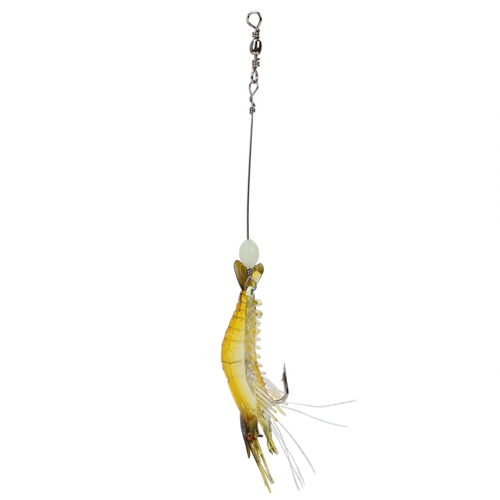 Hard Lure Sea Freshwater Shrimp Shape Bionic Luminous Night Fishing Bait with Hook (Yellow)