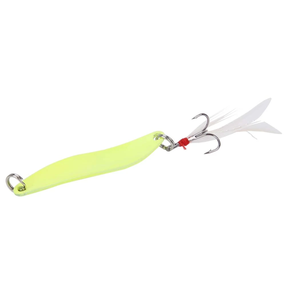 Luminous Metal Spoon Spinner Lure Hard Fishing Bait with Treble Hook Skirt (13g)