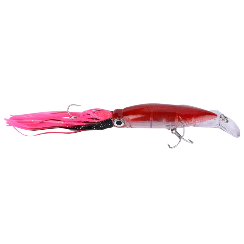 13.5cm Artificial Squid Baits Hard Lure Minnow Wobblers Fishing Accessories(Red)