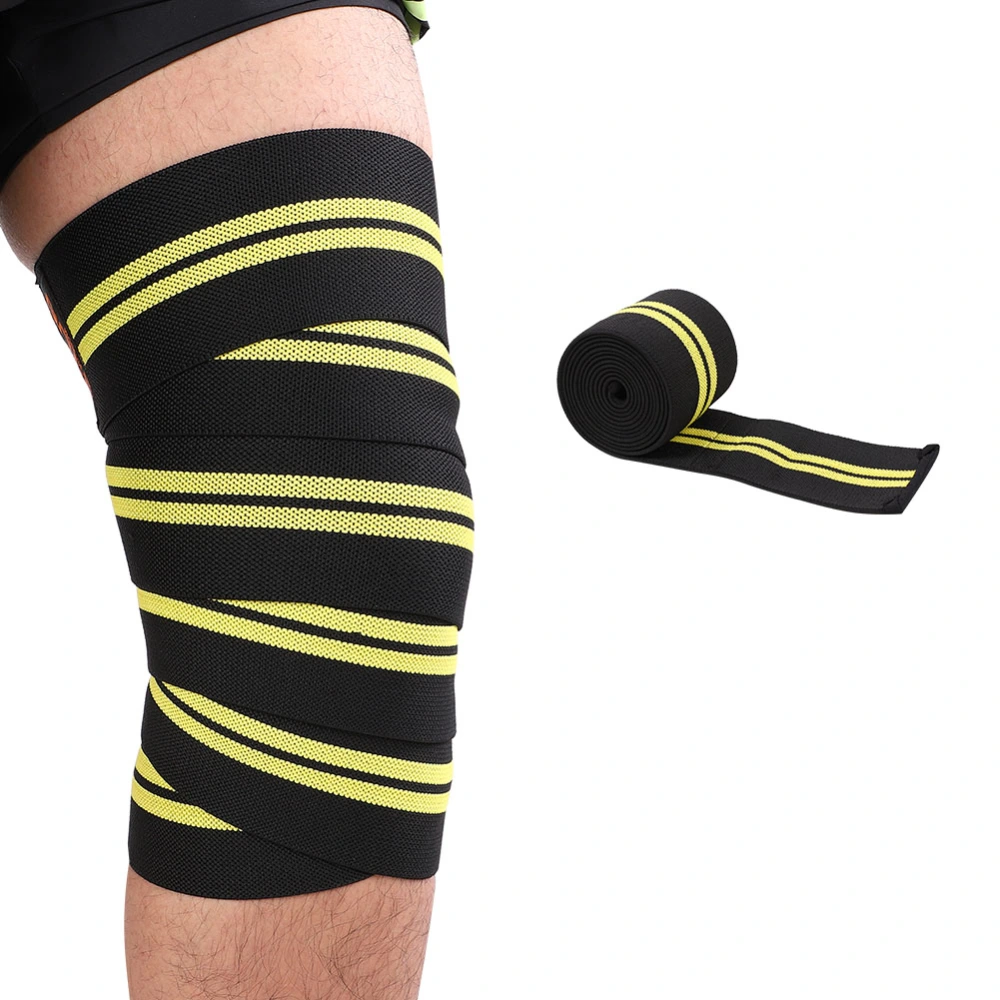 Fitness Knee Bandage Elastic Kneepad Straps for Gym Weightlifting Outdoor Sports (Black&Yellow)