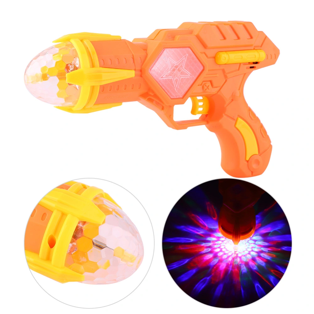 Electric Space Snowflake Sound Light Rotating Projection Music Gun for Children Orange