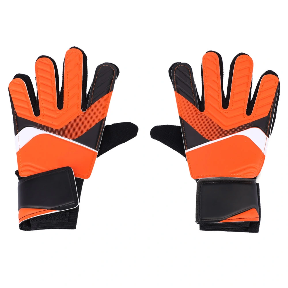 Kids Children Goalkeeper Glove NOn Slip Latex Soccer Finger Gloves(Orange S)