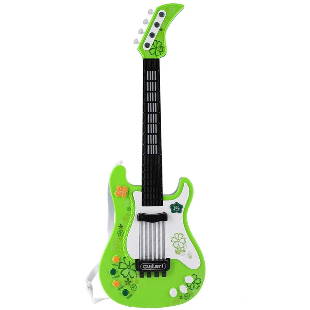 Multifunctional Kids Bass Guitar Toy Children Light Musical Instrument Toy Green