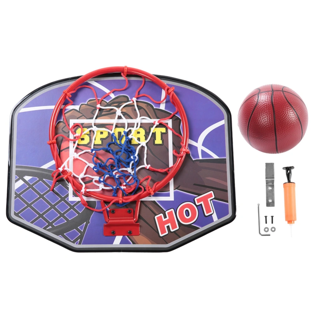 Indoor Children Mini Basketball System Backboard Hoop Kit Door Wall Mounted Kids Toy Set (Blue)