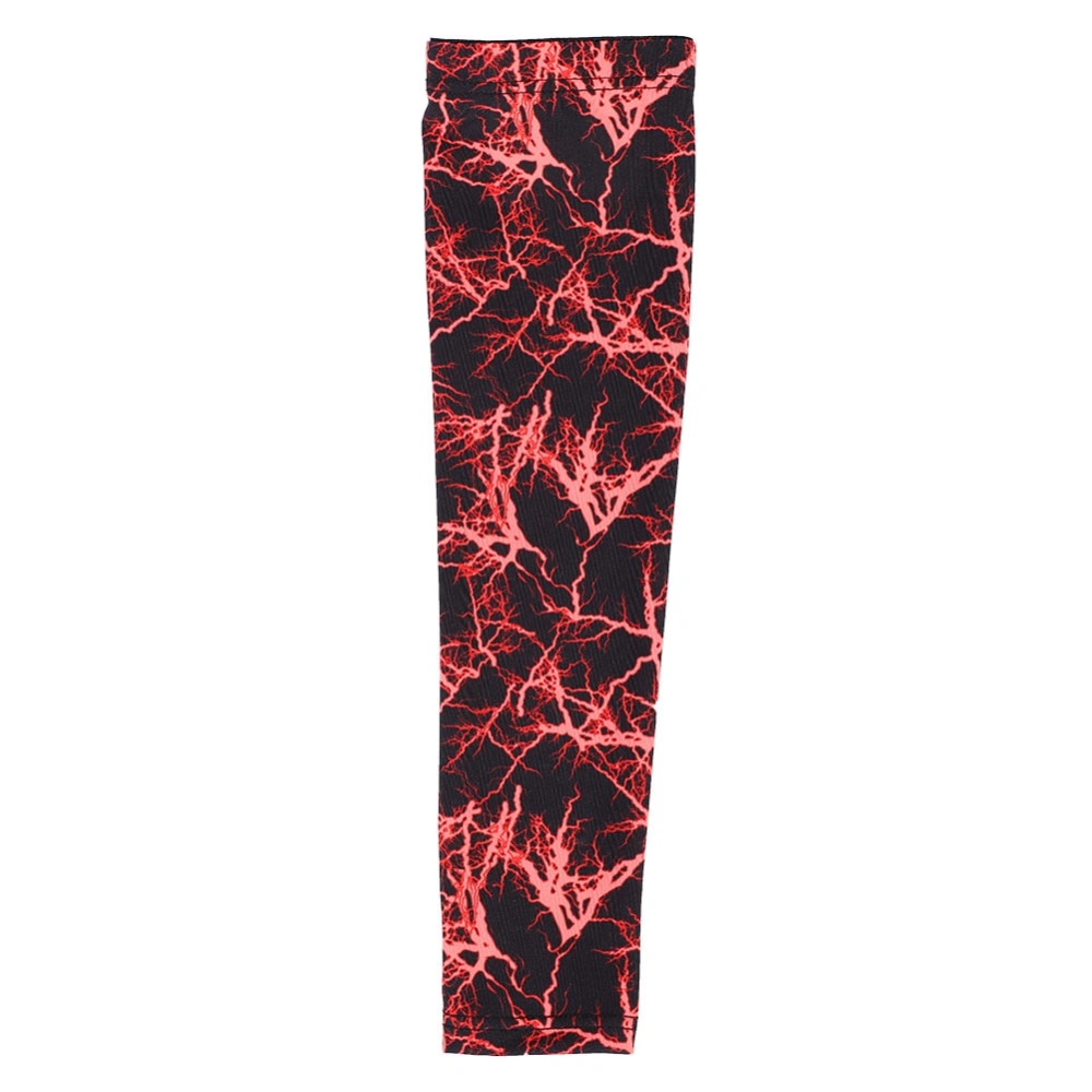 Breathable Basketball Arm Sleeve Cover Skin Protection Sun Protective Lightning Red L