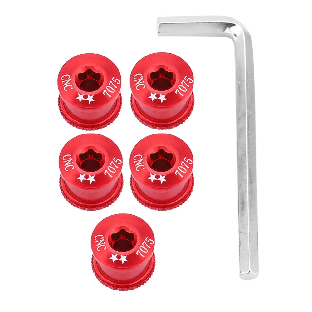 5Pcs Bicycle Bike Chainring Screw Chainwheel Bolt for Single Double Triple Speed(red-7mm)