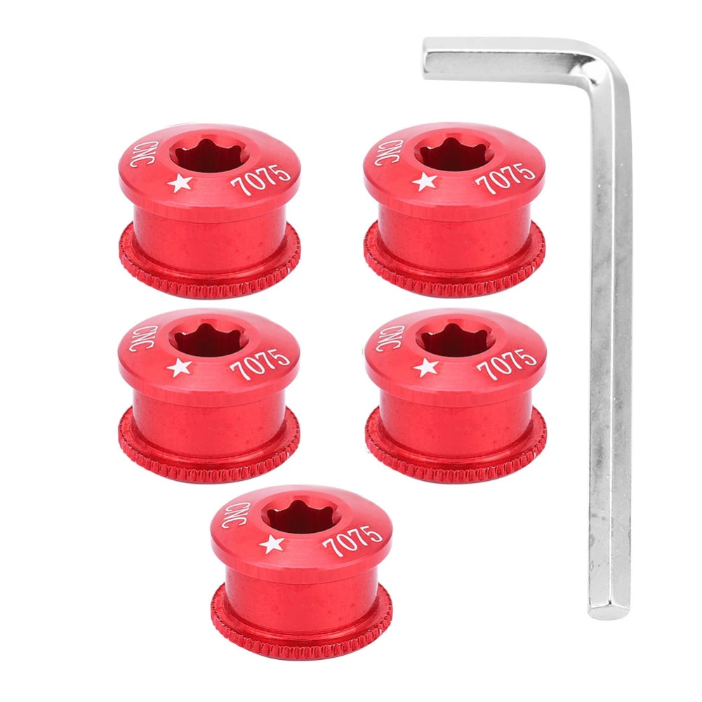 5Pcs Bicycle Bike Chainring Screw Chainwheel Bolt for Single Double Triple Speed(red-5mm)